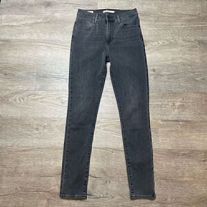 Levis 721 Jeans Size 28 High Rise Skinny Stretch Grey Denim Dark